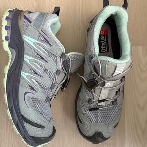 Salomon Gray and Purple Athletic Trail Shoes